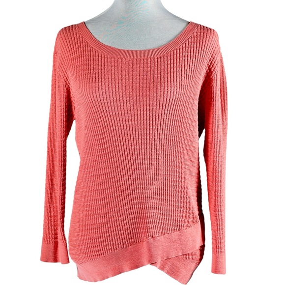 LOFT Coral Long Sleeve Asymmetrical Hem Sweater Size M - Picture 6 of 17